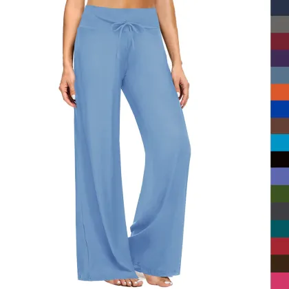 Soft Black Wide Leg Women's Pajama Pants: Comfortable Casual Lounge & Yoga Wear