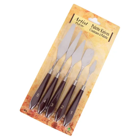 Rts Hot Sale Stainless Steel Palette Knife Set - 5pcs Art Supplies with Wood Handle