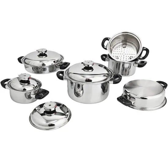 5 Ply Stainless Steel Waterless Greaseless Cookware Set - 10 Pcs Pots and Pans for Induction