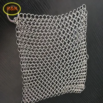 SS Chain mail cast iron cleaner skillet for pan