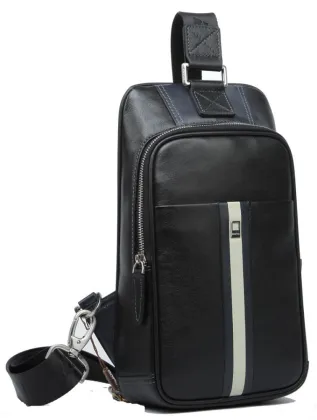 Good Workmanship Superior Quality Trendy Contrast Color 100% Genuine Leather Casual Cycling Chest Bag