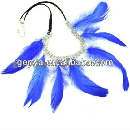 Fashion blue feather necklace