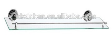 Contemporary stylishe bathroom wall fitting accessories chrome plating metal glass shelf