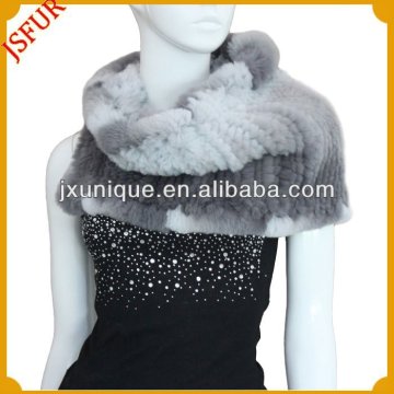Latest new stylish women's knitted rex rabbit fur stoles and shawls