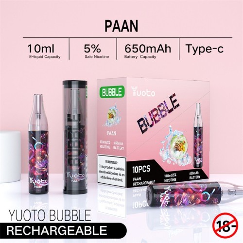 Yuoto Bubble Vape Pen 10ml Rechargeable 650mAh