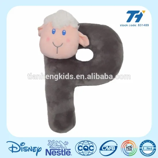 P alphabet letter toys with sheep shape soft toys to kids