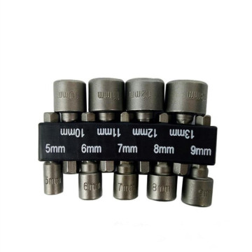 9pcs/set Hex Socket Sleeve Nozzles Nut Driver Set Drill Bit Adapter