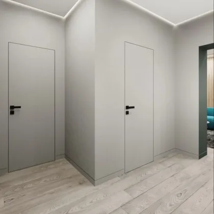 Invisible Wooden Hidden Wall Doors for Modern Interior Bedrooms