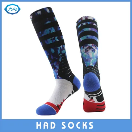 Men Fashion 3D/Digital Printing Coolmax Functional Basketball Sport Socks