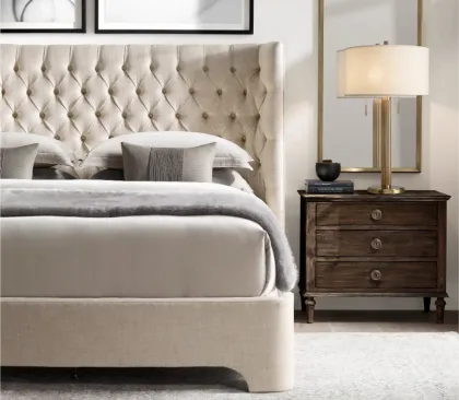 Modern French Mid-Century Wooden Furniture Classic Enclosed Headboard