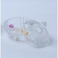 Glass Ribbed Candy Jar Food Bowel With Foot