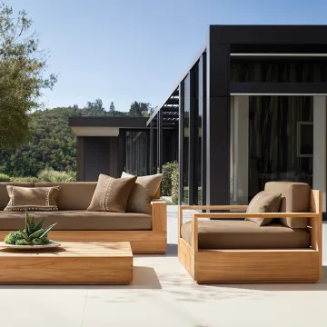 Modern Europe and America style wood outdoor furniture solid wood garden set  hotel Patio Garden sofa Teak outdoor Sofa