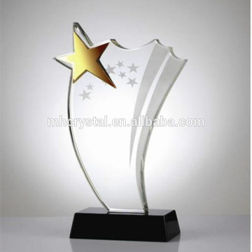 Gold metal Star Crystal Glass trophy MH-J0865