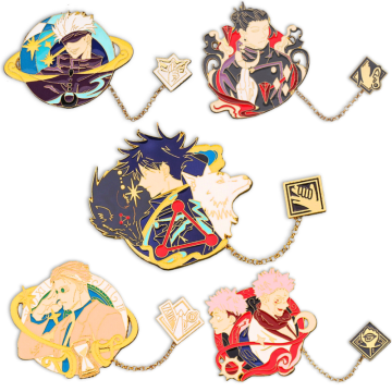 Japanese Anime Hat Pins with Chain - Custom Metal Complex Cute Cartoon Lapel Pin Badges