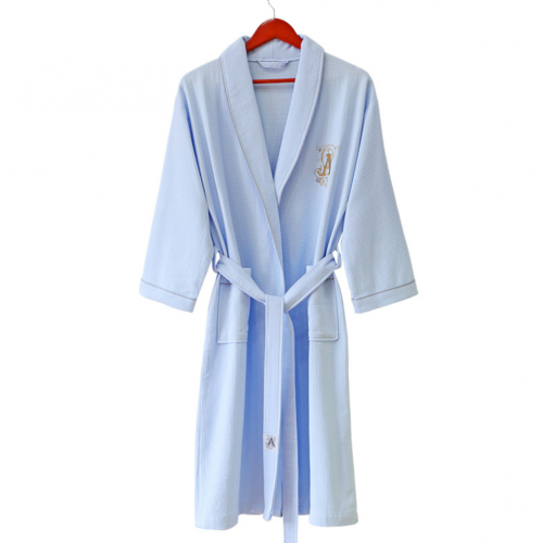 White waffle bath robe for hotel use