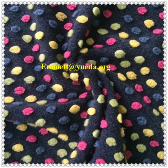 100% polyester multi-colored polka pattern grey colour base jacquard design knit fabric
