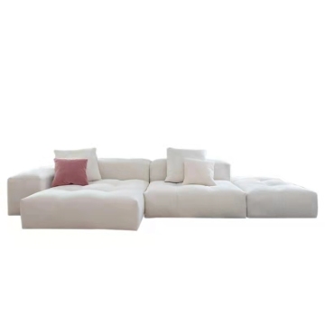 French Minimalist Modular Flannel Sofa for Modern Living Rooms