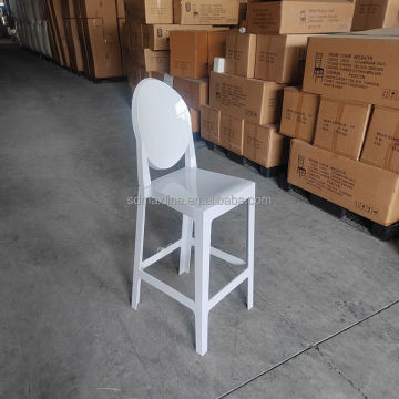 Hotel White Ghost Resin Bar Chair - Armless Acrylic Crystal High Bar Stool