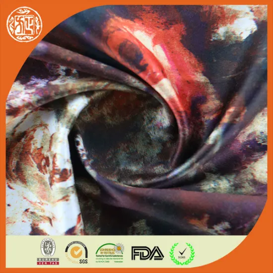 hot selling new fashion cloth fabric digital printed T/C spandex printed satin fabric