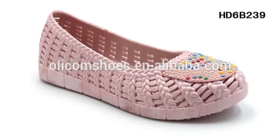 High Quality Flat Colorful PVC Flat Shoes Plastic PVC Lady Shoes
