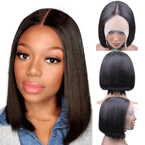 Cheap Lace Wig Vendor Wholesale Virgin Brazilian Hair Wigs Natural 13x4 T Part Lace Short Bob Human Hair Lace Front Wigs