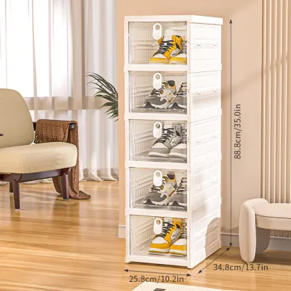 Foldable Five-Tier Shoe Storage Cabinet with Compact Design