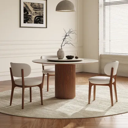 Nordic Retro Solid Wood Dining Table - Modern French Design