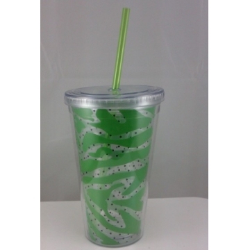 16oz Double Wall Acrylic Cup with PVC Insert with Straw
