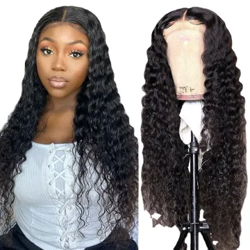 Dropshipping 32 Inch Malaysian Deep Wave Humain Hair 4X4 Lace Front Lacefront Wigs In Dubai
