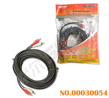 Mannelijk tot man 2 RCA tot 2 RCA audio/videokabel (AV-844A-10m-Silver-Red-verpakking)