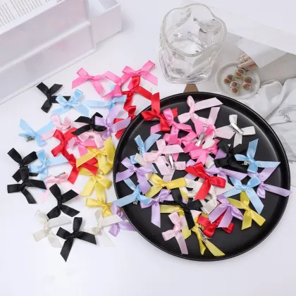 35mm Medium Size Children and Adult Hair Accessories: Webbing Bow Dovetail Hair Clip for Babies
