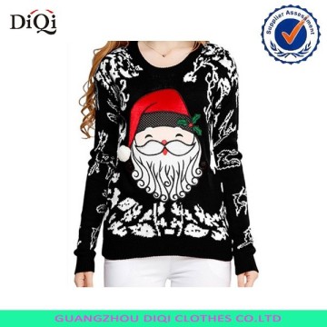 Girl Christmas Santa Embroidered Knitted Pullover Sweater