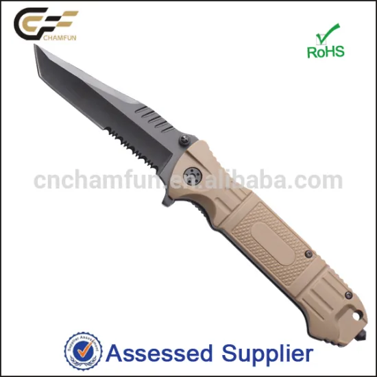 Black Coated Tactical Tanto Blade Folding Knife Survival, Black Finish with Fibre Glass Handle