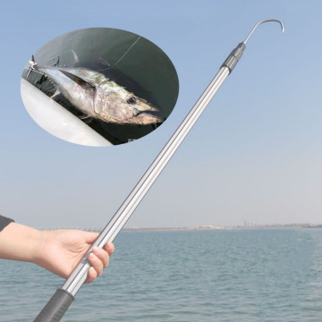 New Two-Section Telescopic Aluminum Alloy Fishing Pole with Stainless Steel Gaff Hook Tackle 120cm