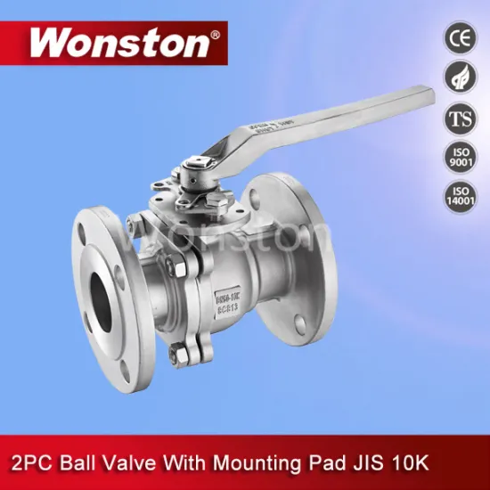 2PC Ball Valve Flanged End with Mounting Pad JIS10k