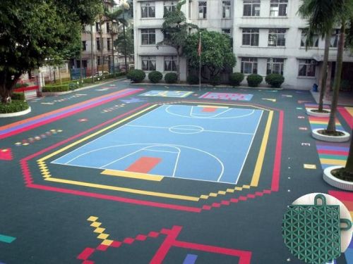 Environmental-friendly Sport Court Flooring, Colorful Modular Kindergarten Floor