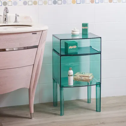 Transparent Combination Bathroom Storage Cabinet - PC Transparent Bedside Table