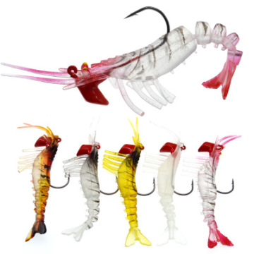 เหยื่ออ่อนนุ่มของกุ้งที่มีข้อต่อหลายตัวพร้อมกับการจับปลา jerkbait