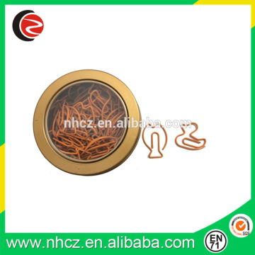 Orange Duck&Fish Shaped Paper Clips in Round Tin Box