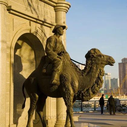 outdoor garden decoration metal craft antique bronze camel statues