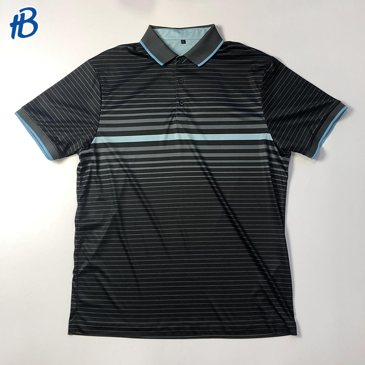 Black with Light Cyan Stripes Uniforme Polo de polo