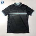black with light cyan stripes uniform polo shirts