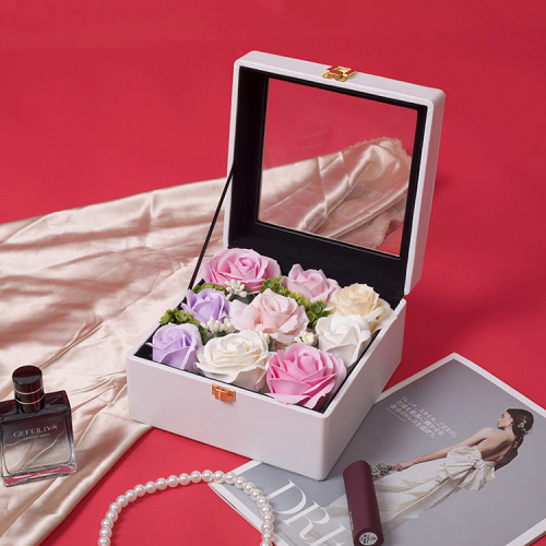 Caixa de presente de embalagem de rosa preservada de luxo com janela