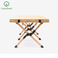 Table de camping en bois pliable à rouleau d'oeuf extérieur