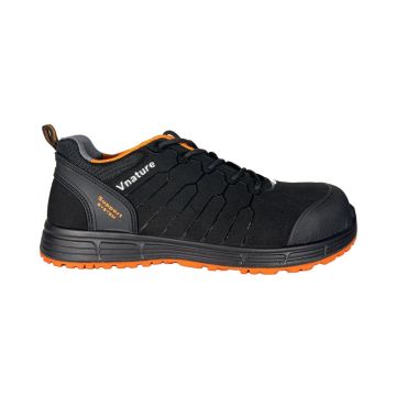 Aktibong Hakbang Itim na Orange Suede Microfiber Safety Shoes