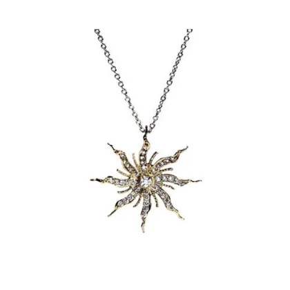 Gold sun pendant necklace with gold chain