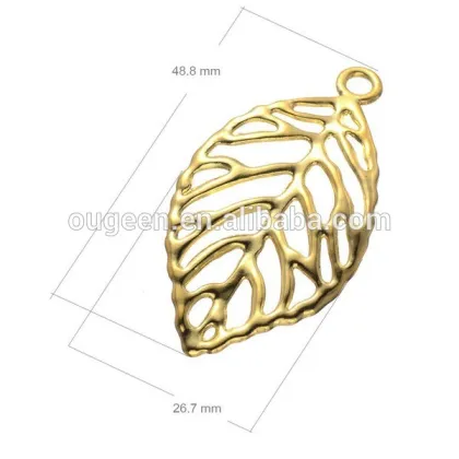High quality golden plated leaf decoration charms for pendant