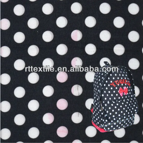 100% polyester dot printed oxford 600D PVC coated fabric
