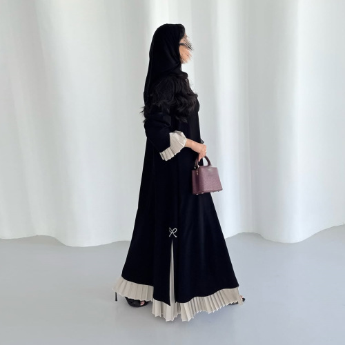 ژاکت کش باف پشمی ابایای روباز چین دار متوسط