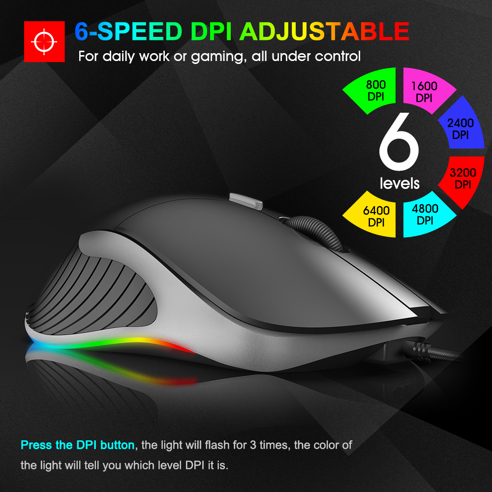 imice 6400 DPI Macro Software High configuration USB Wired Gaming Mouse Computer Gamer Optical Mice for Laptop PC Game Mouse X6